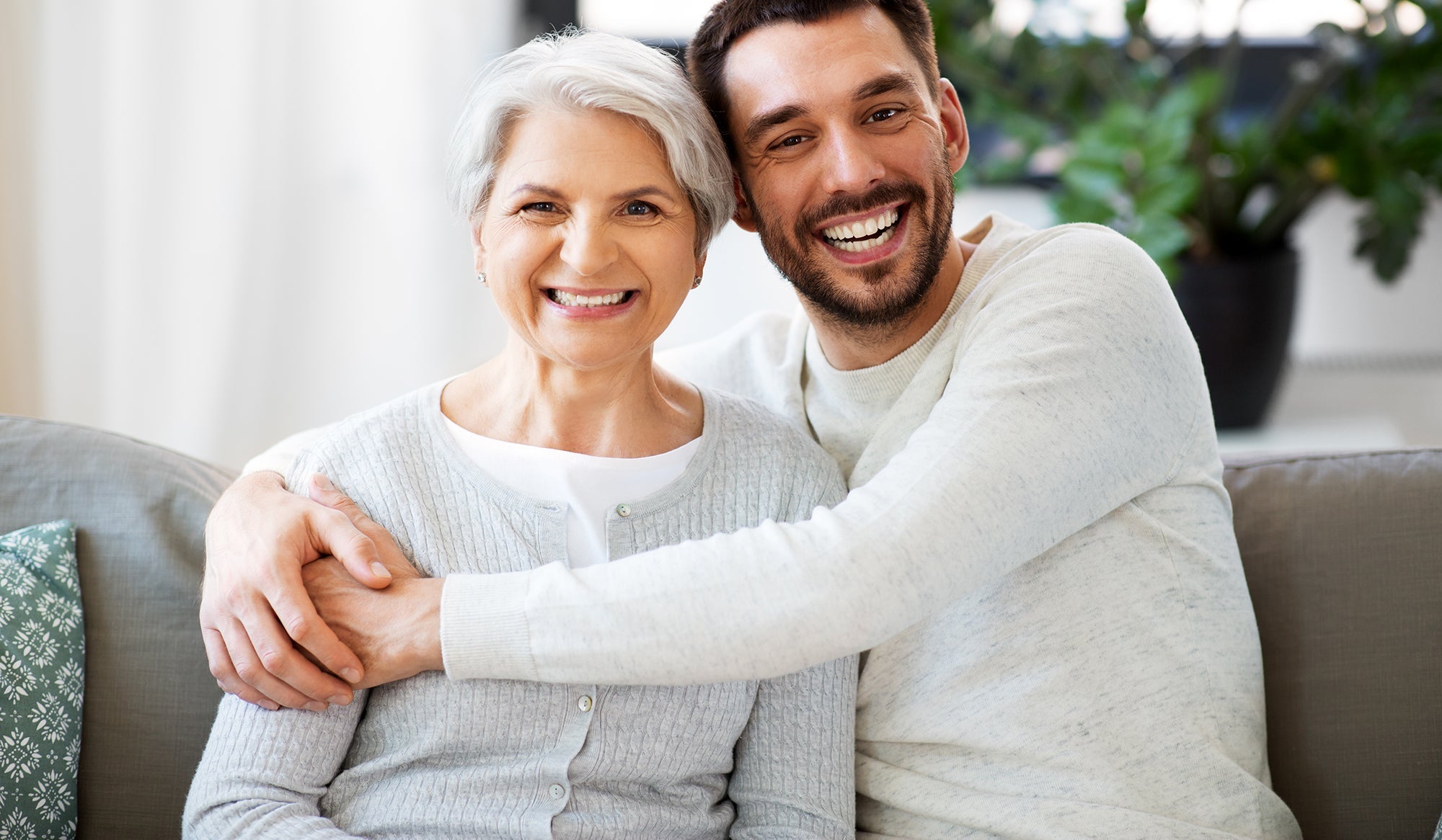 Senior lady with son