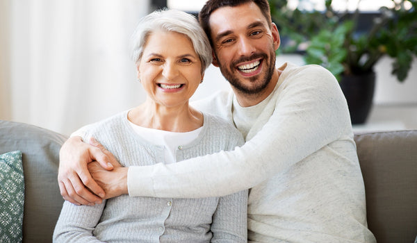 Senior lady with son